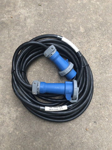 Heavy Duty Products, IEC Pin and Sleeve Devices, Industrial Grade, Male & Female, Plug, 30A 3-Phase Wye 120/208V AC, 4- Pole 5-Wire Grounding, Watertight with 10/5 stranded type seoow flexible power cable (50ft)