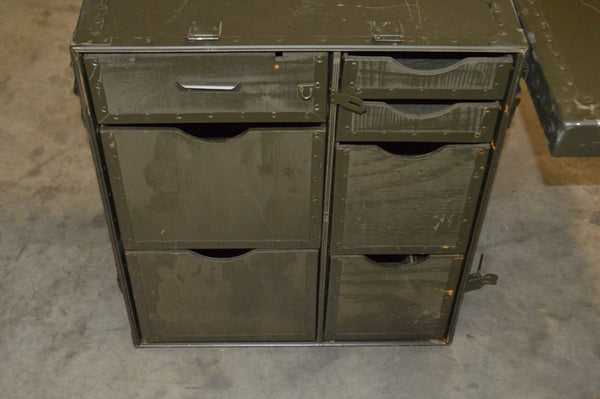 Genuine Military Portable Mobile Field Desk, Lockable with Stool NSN: 7110-00-267-1999