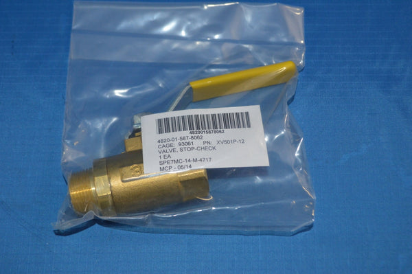 Box Of 8   3/4" Stop Check Ball Valve - Parker Hannifin -P/N XV501-P12 NSN:4820-01-587-8062
