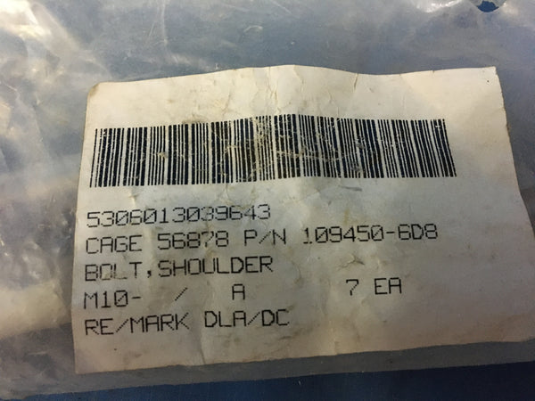 (10) Military Aircraft 109450-6D8 Stainless Shoulder Bolt 1/2" x 1" NSN:5306-01-303-9643