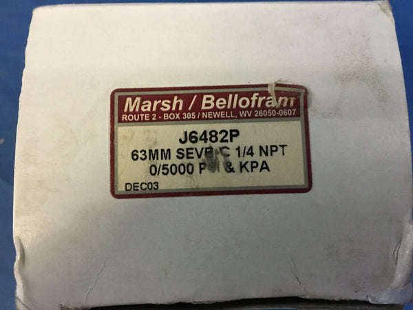 Marsh Bellofram J-6482-P 0/5000 PSI Dial Indicating Pressure Gage NSN:6685-01-436-6293