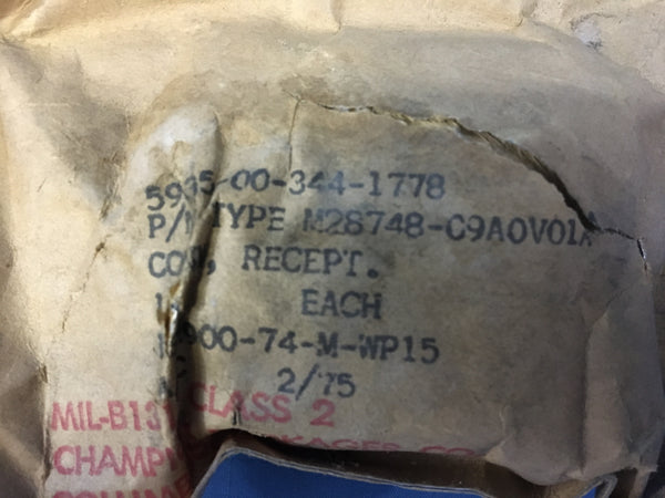 Hughes M28748-09A0V01A Electrical Receptacle Connector W/ Contacts  NSN:5935-00-344-1778