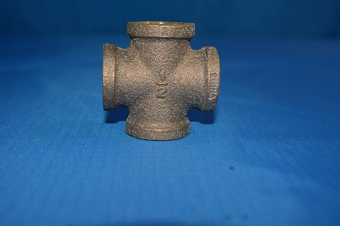 1/2" Female Npt 4 Way Cross Brass Pipe Fitting Vacuum Fuel Air Water Oil Gas NSN:4730-01-159-6427