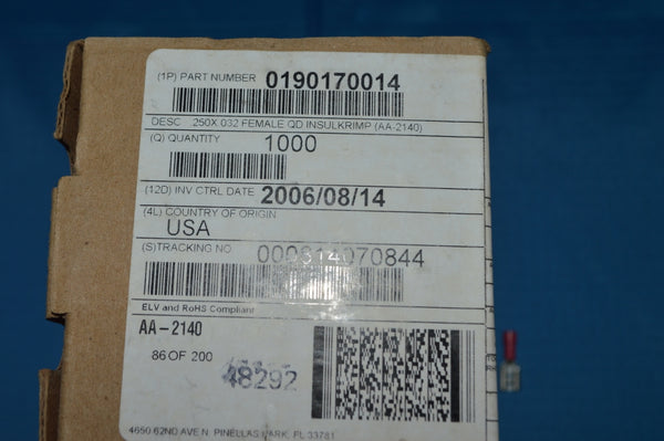 female qd insulkrimp nsn# 0190170014