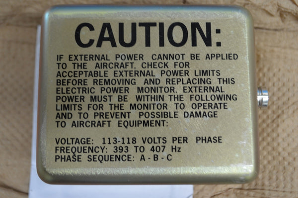 Electric Power Monitor, External Aircraft, 115VAC, 400HZ P/N:94618-3 NSN:6110-01-246-7177
