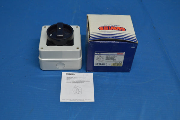 GEWISS GW70405 32 AMP 3 POLE 400V ROTARY ISOLATOR IP65 NSN: 593001SWITCHS P/N GW70405