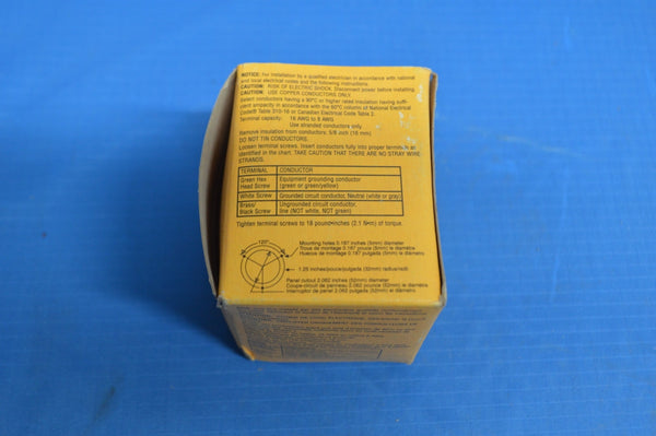 Hubbell HBL2325 20 Amp 250 Volt L6-20P Flanged Inlet 2325 2 pole 3 wire Groundin