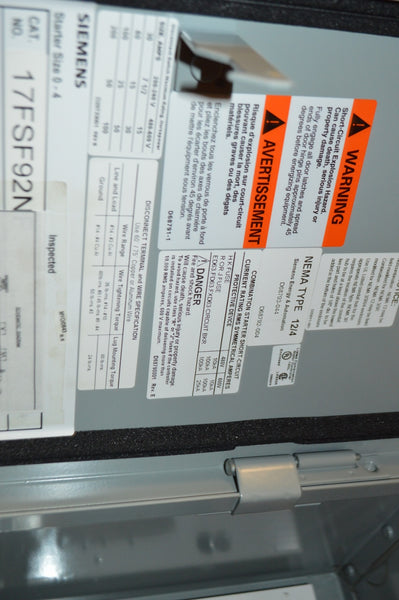 Siemens Control Panel, Heavy Duty Motor Starter nsn: 6110-01-441-5149 p/n: d68793-044