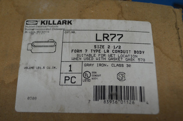 Hubbell Killark LR77 2 1/2"  Form 7 Rigid Iron Conduit Body
