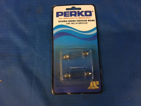 (2) Perko Double Ended Festoon Bulbs - 24V, 18W, .750A P/N:67-DP2-CLR NSN:6240-01-365-3711