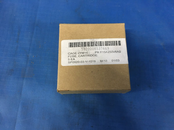 Box of 5 Bussman Fuse 250V 6A Silver Plated NSN:5920-00-853-7669 Model:F15A250V6AS