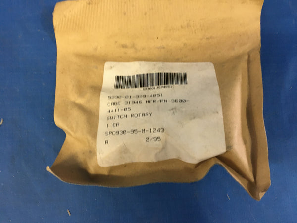 Cole Instrument Rotary Switch NSN:5930-01-359-4851 Model:3600-4411-5