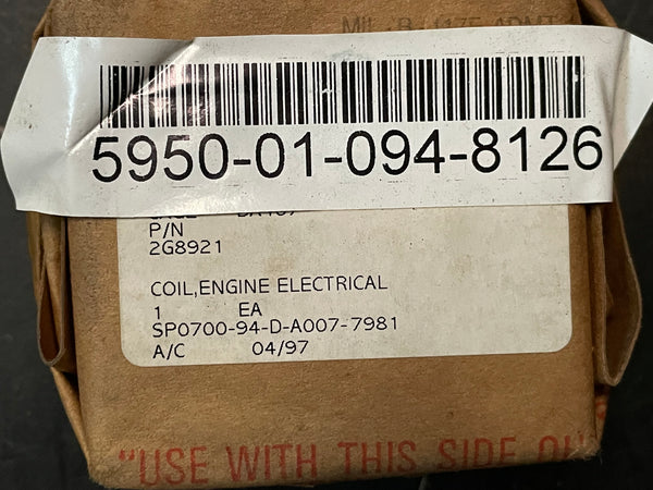 Caterpillar 2G-8921 Electrical Coil NSN:5950-01-094-8126