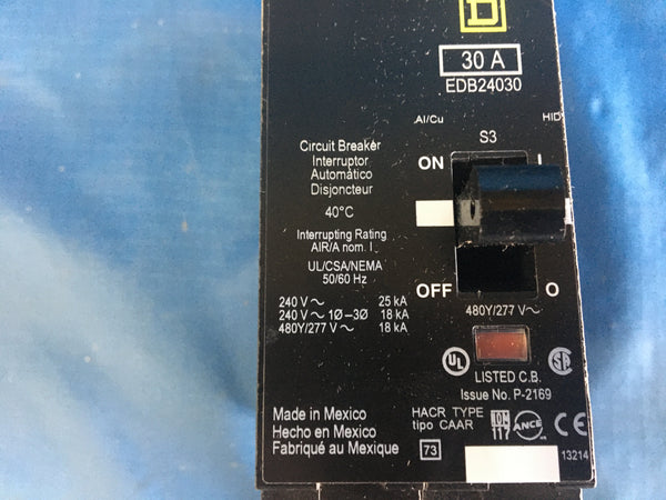 Square D EDB EDB24030 2 Pole 30 Amp 480Y/277V Circuit Breaker