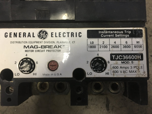 G.E. TJC36600H Mag-Break Motor Circuit Protector 600 Amp 3 Pole 600 Vac TJC