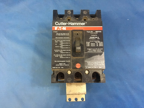 Eaton Cutler Hammer FS340100A, 100A 3P 480VAC Circuit Breaker