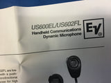 Electro-Voice US602FL Dynamic Noise-Canceling Hand Microphone/100-5000Hz NSN:5965-00-636-3610