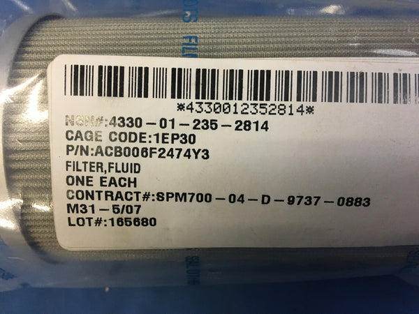 Pall Aeropower ACB006F2474Y3 Fluid Filter Element For F-108 Engine NSN:4330-01-235-2814