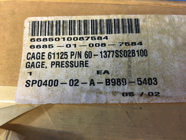 Ashcroft 60-1377SS02B100 Dial Indicating Pressure Gage NSN:6685-01-008-7584