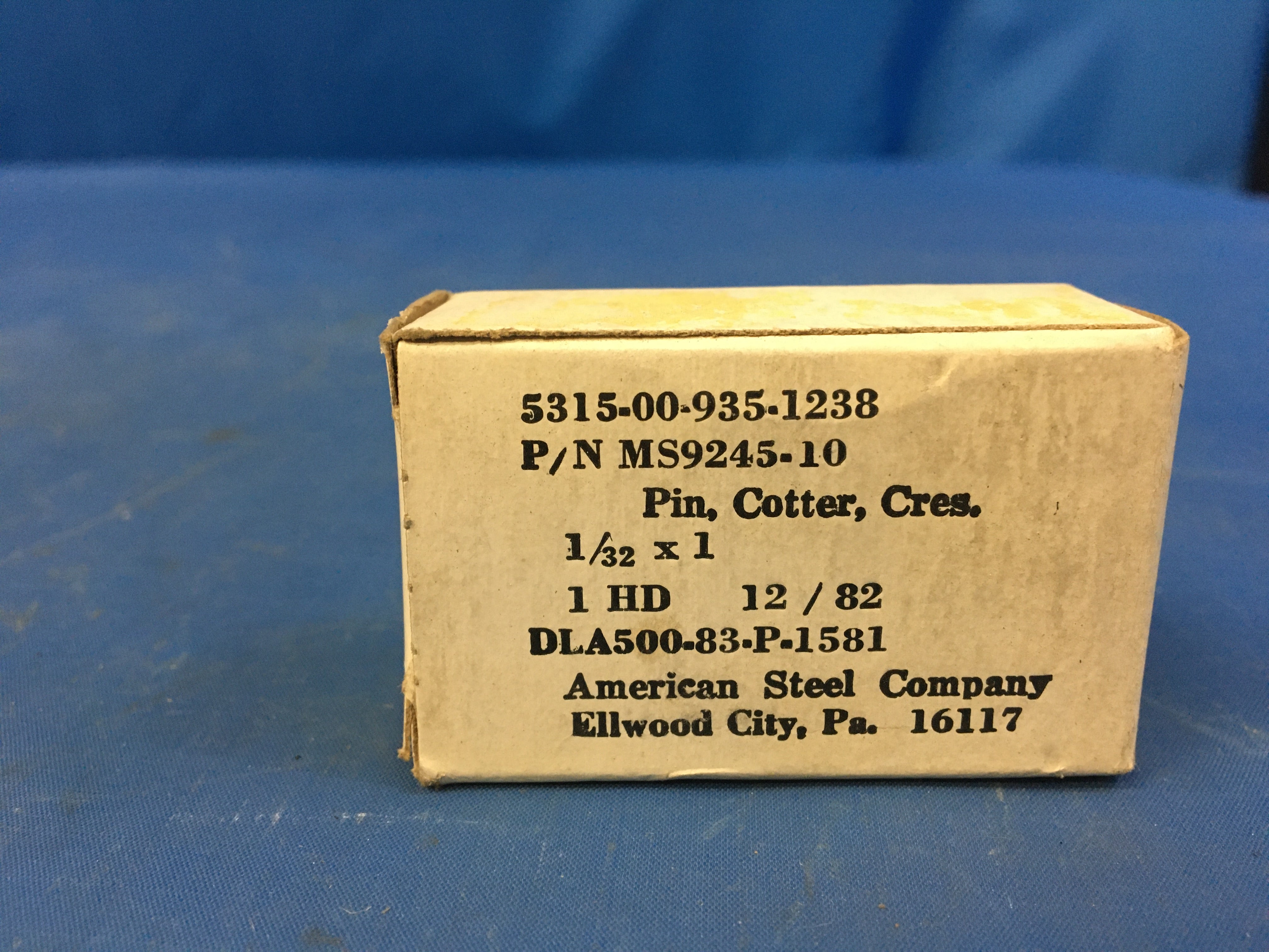(100) American Steel MS9245-10 Cotter Pin, 1/32" x 1" NSN:5315-00-935-1238