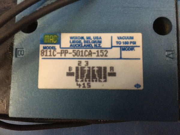 Mac Valves 811C-PP-501CA-152 Directional Control Linear Valve 24VDC 150PSI NSN:4810-01-225-6978