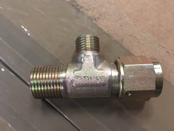 3/8" x 1/2" Tee Tube Alloy Steel Compression Max Swivel Tee Fitting NSN:4730-01-048-3484