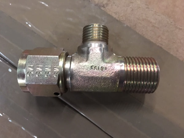 3/8" x 1/2" Tee Tube Alloy Steel Compression Max Swivel Tee Fitting NSN:4730-01-048-3484