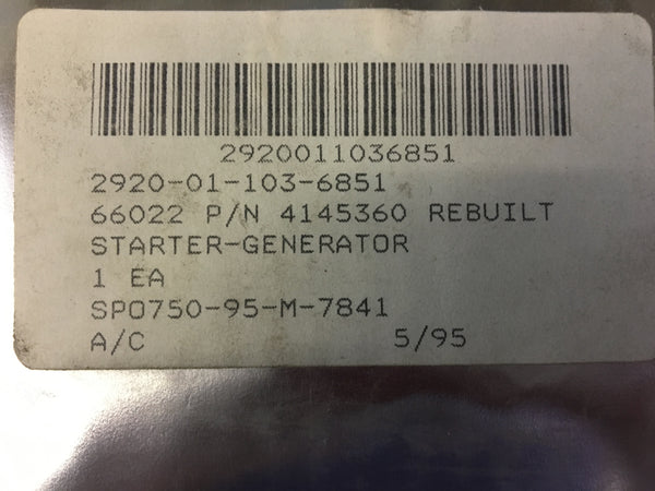 Ohio Generator 4145360 Engine Starter NSN:2920-01-103-6851