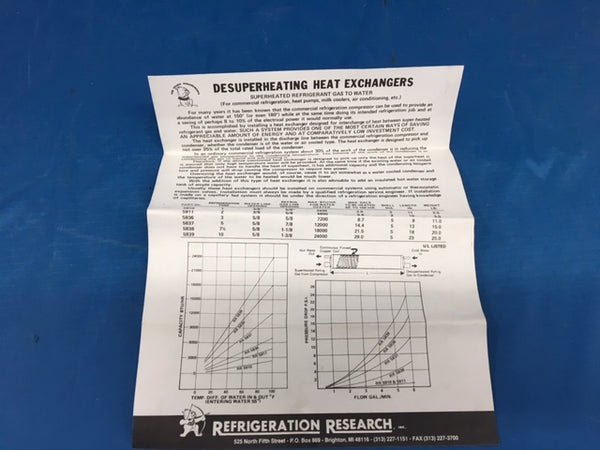 Refrigeration Research Refrigerant Heat Exchanger H 300 New in Box NSN: 4130-01-485-0699