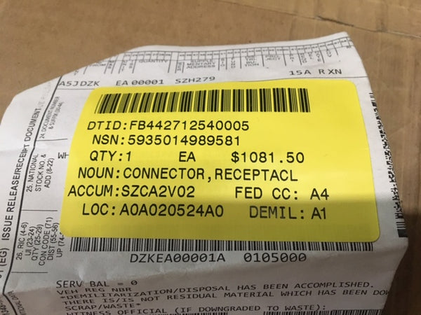 J-Tech Connector W/Contacts P/N:M83723/83W22558 NSN:5935-01-498-9581
