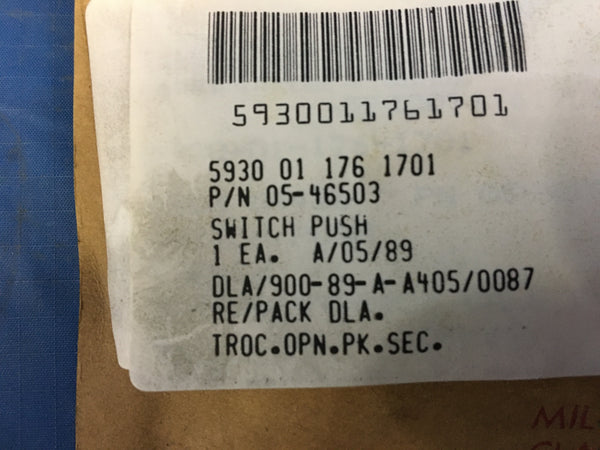 National Security Agency 05-46503 Push Switch 1A 125VAC NSN:5930-01-176-1701