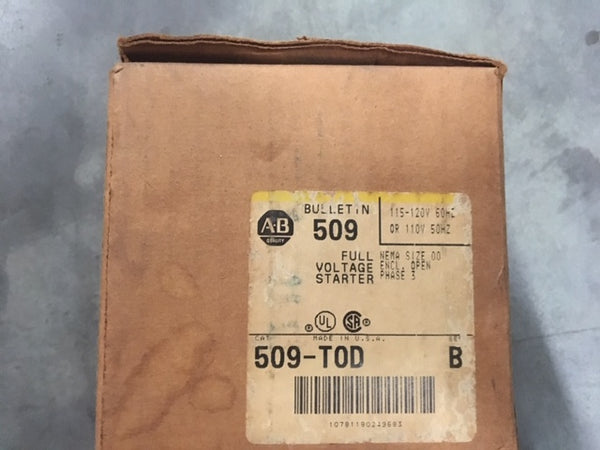 Allen Bradley 509-TOD Size 00 Motor Starter with 120 Volt Coil NIB NSN:6110-01-013-6482