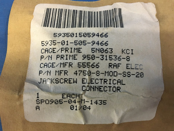 (2) KCI 4750-8-MOD-SS-20 Electrical Connector Jackscrew NSN:5935-01-505-9466