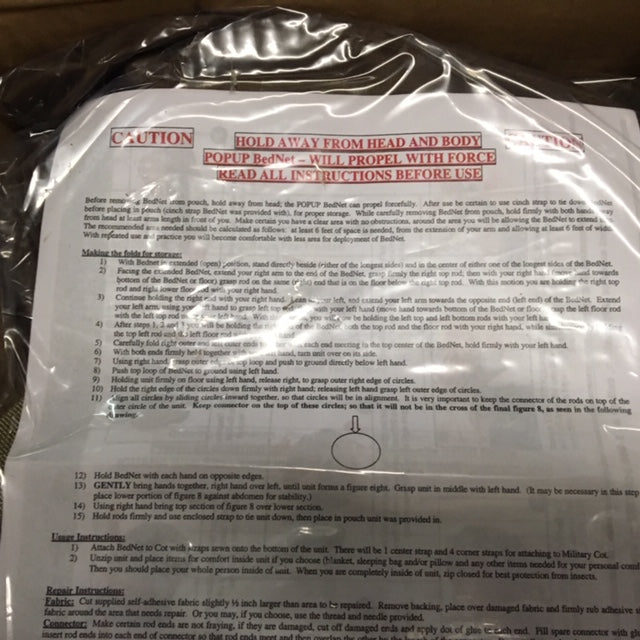 Iguana PopUp Bed Net - Coyote Brown Insect Repellent Treated Camping Mosquito Net