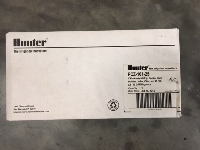 Hunter 1" PCZ-101-25 Drip Zone Control PGV Valve Kit w/ 25 PSI Pressure