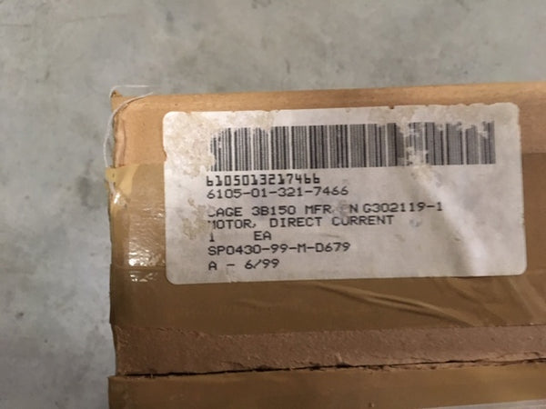 Direct Current Motor, Model: G302119-1, NSN:6105-01-321-7466