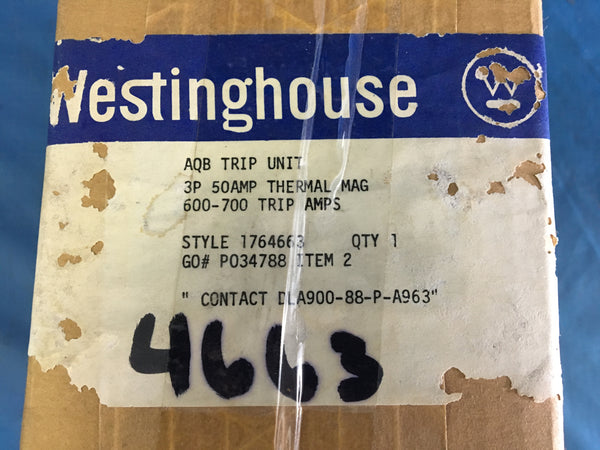 Westinghouse S1764463 AQB Trip Unit 3P/50AMP,600-770 Trip Amps NSN:5925-00-248-1443