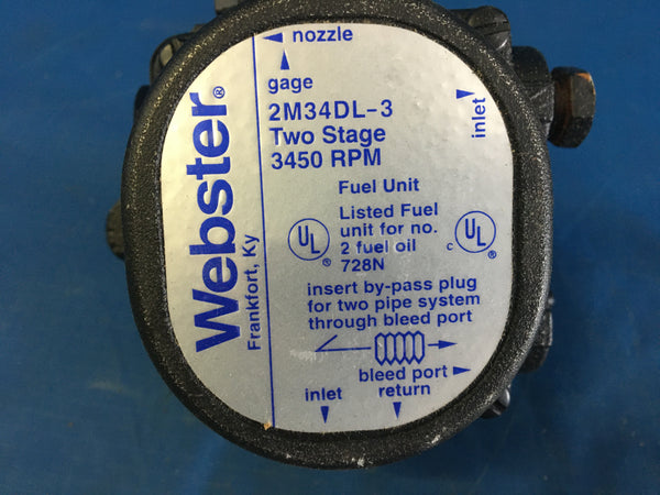 NEW!!! Webster 2M34DL-3 M SERIES PUMP, TWO STAGE, 3450 RPM CW/R, 3 RFS GPH, 100 PSI