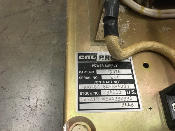 Cal Power Power Supply NSN:6130-00-951-9817 Model:64A93D336