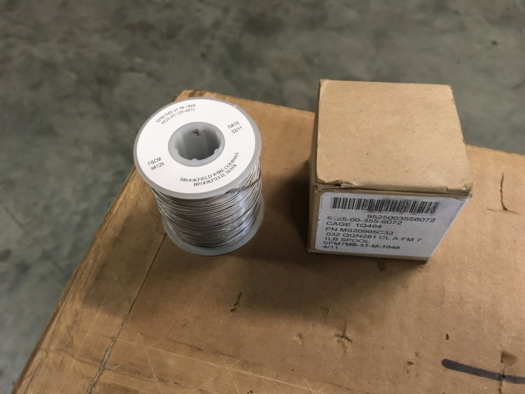 Brookfield Safety Wire, Nickel Alloy, 331 ft, P/N: MS20995NC32, NSN:9525-00-355-6072