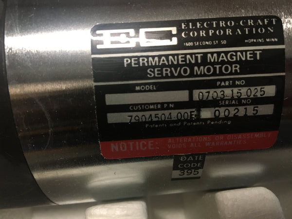 NEW Electro-Craft DC Permanent Magnet Servo Motor P/N:0703 15 025 NSN:6105-01-047-8566