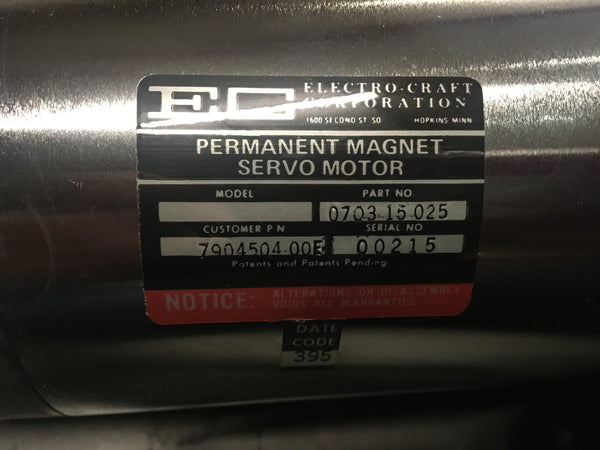 NEW Electro-Craft DC Permanent Magnet Servo Motor P/N:0703 15 025 NSN:6105-01-047-8566