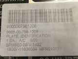 New! Trailer Bolster Identification Plate, NSN 9905-00-798-1208 Model:11636534
