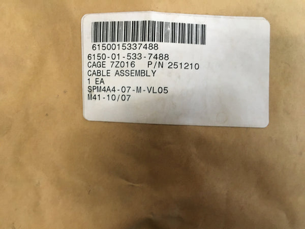 E Special Purpose Cable Assembly, Nema 515 plug, 15 amp, 125V NSN:6150-01-533-7488 Model:251210