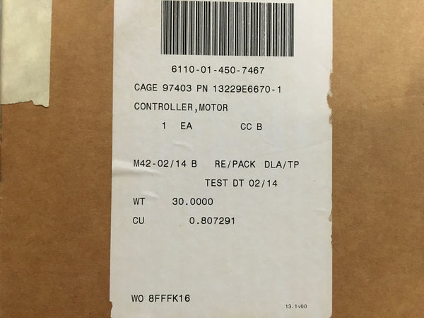 Cecom Motor Controller for AC Unit NSN:6110-01-450-7467 Model:13229E6670-1