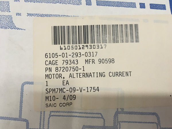 Leeson 1.5HP Motor Current NSN:6105-01-293-0317 P/N:8720750-1