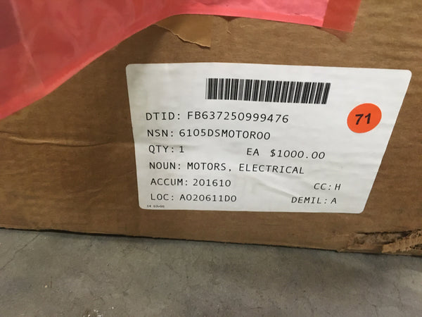 Dayton Tri-Volt Industrial Motor Model:2N982 NSN:6105DSMOTOROO