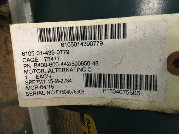 NEW!!! Baldor-Reliance Motor B400-600-442, 4 AIR OVERHP, 1770RPM, 3PH, 60HZ, FR:315TDZ
