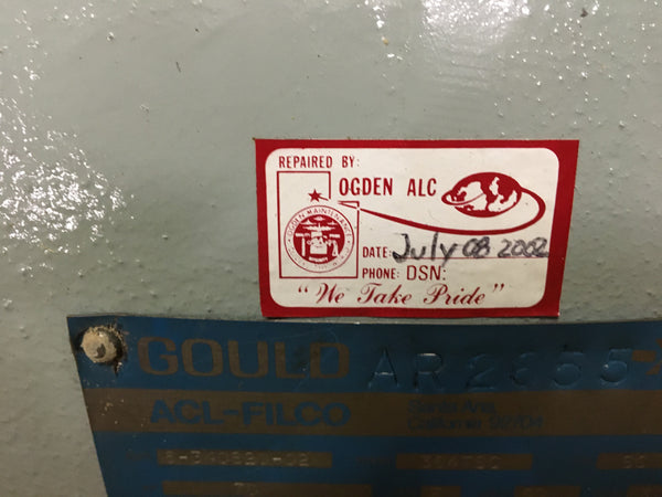 Gould (ACL-Filco) 70HP AC Motor 460v/3phase/60Hz 1800 RPM Model:AR2655 NSN:6105-01-130-2064