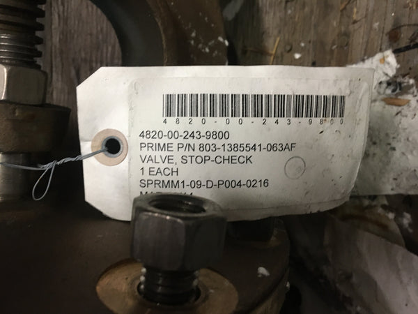 Prima Valve 6" Stop-Check Valve NSN:4820-00-243-9800 P/N:803-1385541-063AF